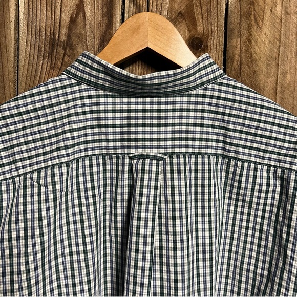 IZOD Blue & Green Plaid Long Sleeve Button Up Down Men’s XXL 100% Cotton - Picture 7 of 9